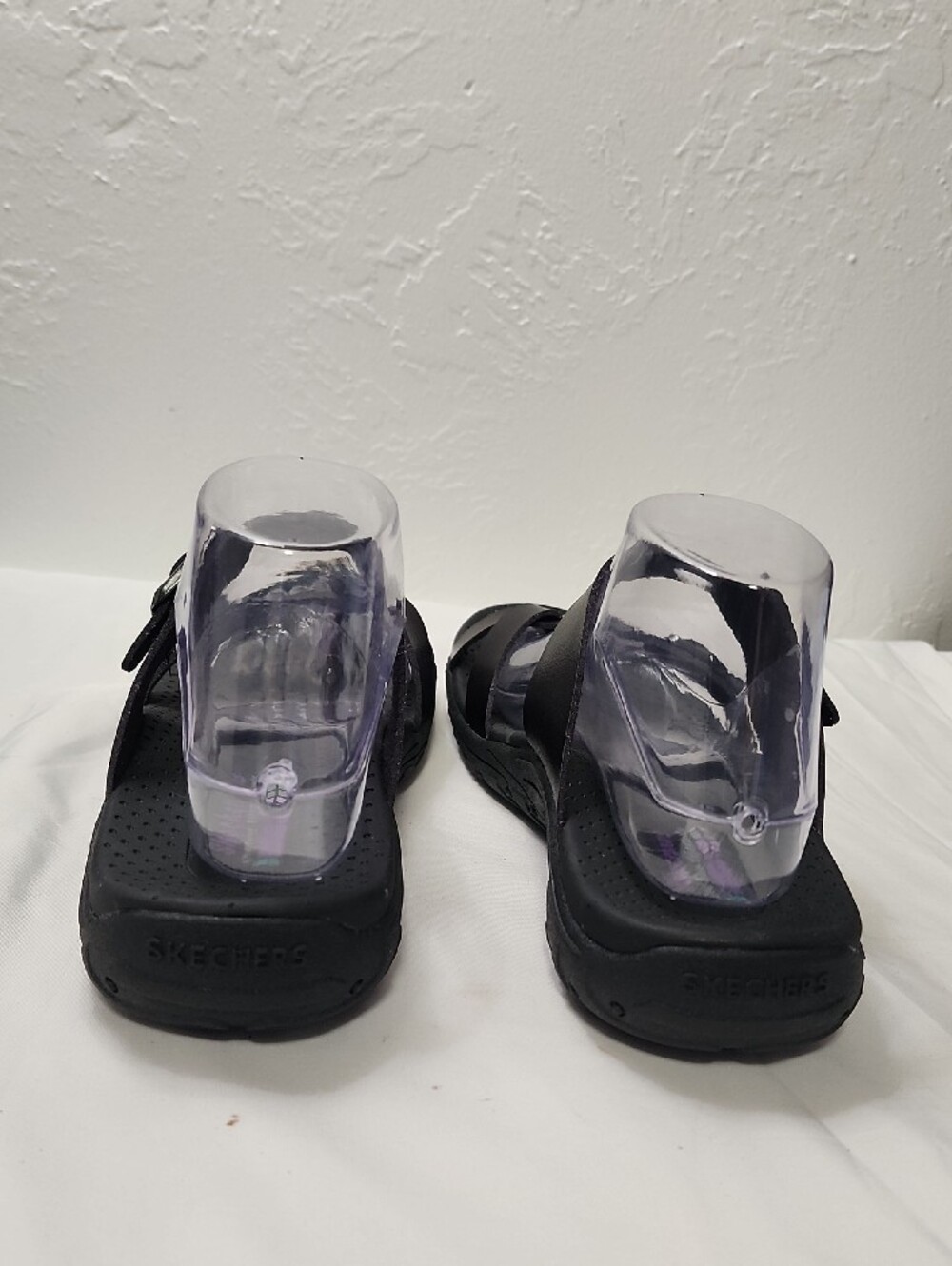 Skechers Black Perforated Slide Sandals with Ankle Strap - Picture 3 of 8